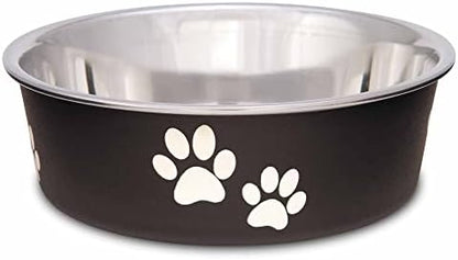 Loving Pets Bella Dog Bowls- Stainless Steel Dog & Cat Bowls - Spill Proof Dog Food Bowl, Cat Bowl, Puppy Essentials & Pet Supplies Great for Home & Travel (Small 10-20 lbs, Espresso)