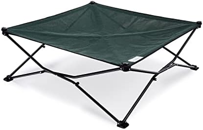 Coolaroo On-The-Go Elevated Dog Bed - Foldable Pop-Up Travel Dog Bed with Breathable, Moisture-Resistant Fabric, Carry Bag Included, Lightweight & Portable, Brunswick Green, Extra Large