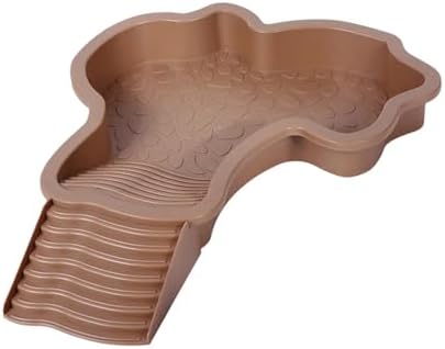Extra Large Reptile Bathing Pool Reptile Feeding Dish Water Bowl with Ramp Aquarium Ornament for Gecko, Snake, Turtle, Bearded Dragon, Lizard Bath (Brown Yellow)