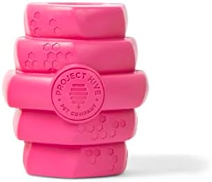 Hive Chew Toy for S/M Dogs – Pink/Wild Berry Scent – Chew, Fetch, & Treat-Dispensing Enrichment Toy, Floats, Made in USA, Pairs with Hive Chew Sticks for S/M Dogs for Longer-Lasting Play