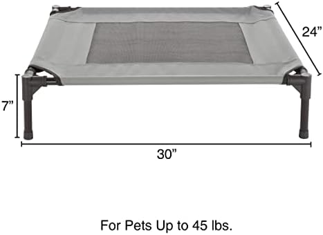 Elevated Dog Bed - 30x24-Inch Portable Pet Bed with Non-Slip Feet - Indoor/Outdoor Dog Bed or Puppy Cot for Pets up to 50lbs by PETMAKER (Gray)