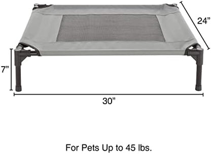 Elevated Dog Bed - 30x24-Inch Portable Pet Bed with Non-Slip Feet - Indoor/Outdoor Dog Bed or Puppy Cot for Pets up to 50lbs by PETMAKER (Gray)