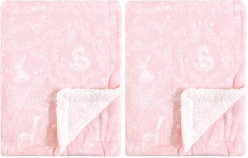 Yoga Sprout Mink Blanket with Sherpa Backing, Lace Garden (Pack of 2)