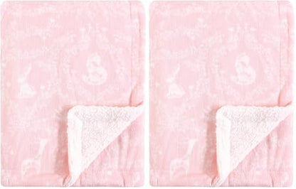 Yoga Sprout Mink Blanket with Sherpa Backing, Lace Garden (Pack of 2)