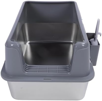 Aramox Half Clad Stainless Steel Cat Bedroom with Metal with High Metal for Cats for Animal Owners and Their Like Friends Closed. (Grey)