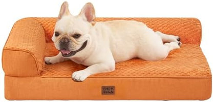EHEYCIGA Orthopedic Dog Bed Medium Size, Memory Foam Dog Bed, Pumpkin