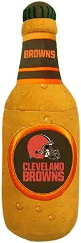 Pets First NFL Cleveland Browns Beer Bottle Plush Dog&CAT Squeak Toy-Cutest Stadium SODA Bottle Snack Plush Toy for Dogs&Cats with Inner Squeaker & Beautiful Football Team Name/Logo 10 x 3 x 3 Inches