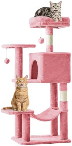 DUMOS 44 Inch Cat Tree Tower with Natural Sisal Scratching Posts