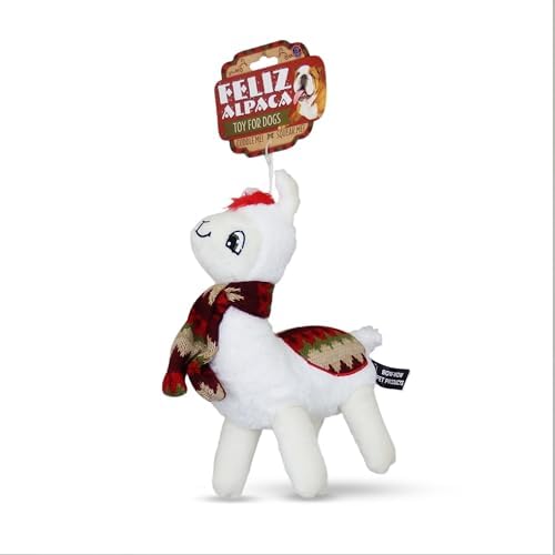 Bow Wow Pet Feliz Alpaca with Scarf Plush Squeaky Dog Toy