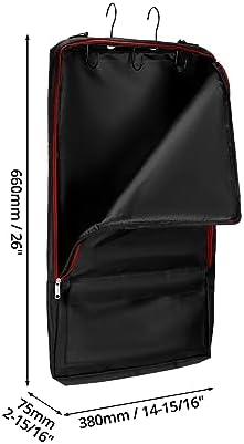 QWORK Bridle Bag with Hooks, Horse Harness Bag, Horse Tack Carry Bag, with 3 Prong Tack Rack, Black