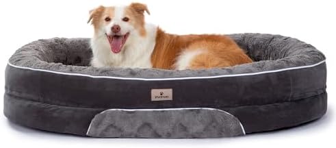 Orthopedic Dog Bed Couch for XLarge Plus Sized Pets with Egg Foam Support, Four-Sided Bolster Cushions, Soft Tear-Resistant Fabric, and Removable Machine Washable Plush Cover, 48'', Dark Gray