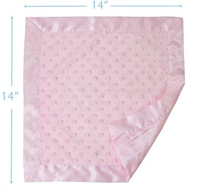 American Baby Company Heavenly Soft Chenille Security Blanket (14" x 14"), 2-Layer Design with Minky Dot & Silky Satin, Pink, for Boys and Girls