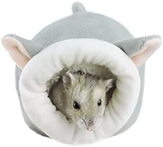 WishLotus Hamster Bed, Soft and Warm Mini House, Non-Slip Sleeping Nest for Dwarf Hamsters, Mini Hedgehogs and Small Pets (Grey)