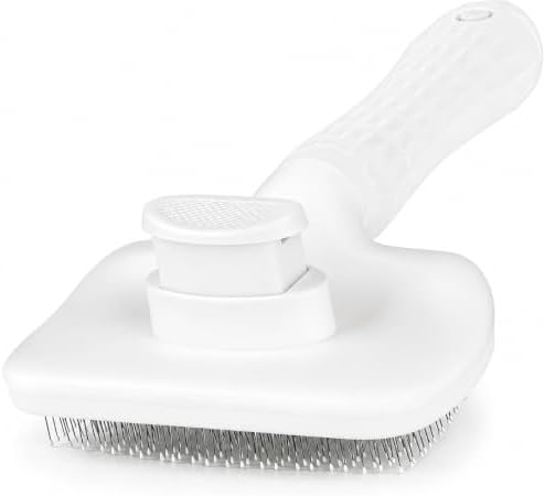 Self-Cleaning Slicker Brush, Dog Cat Bunny Pet Grooming Shedding Brush, Easy to Remove Loose Undercoat, Pet Massaging Tool Suitable for Pets with Long or Short Hair (White)