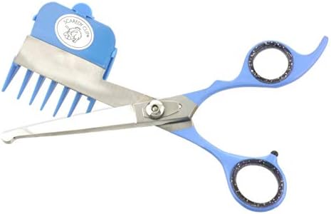 SCAREDY CUT Silent Pet Grooming Kit for Dogs, Cats and All Pet Grooming - A Quiet Alternative to Electric Clippers for Sensitive Pets (Right-Handed Blue)