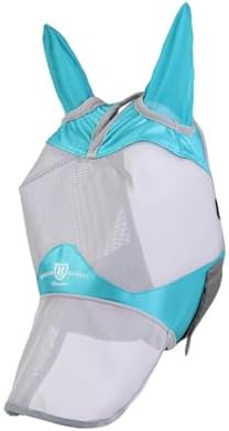 Harrison Howard Full Face Horse Fly Mask UV Protection and Breathable for Equine Use Comfortable Mint-Grey S