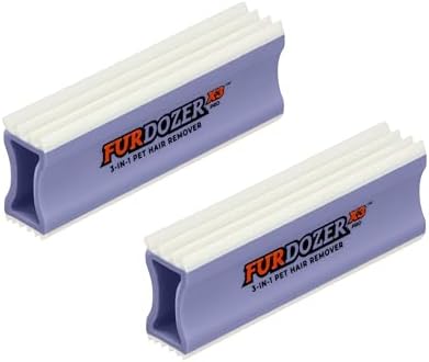 FurDozer Pet Hair Remover & Auto Detailing Tools - Cat & Dog Hair Remover for Carpets, Car Interiors, Couches, Bedding, & Pet Furniture (Purple, (2 Pack) - X3 PRO)
