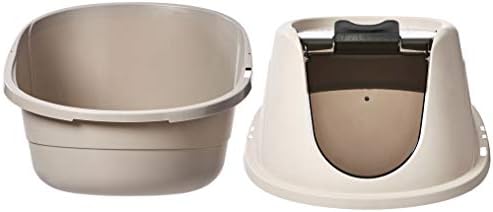 Amazon Basics No-Mess Hooded Enclosed Cat Litter Box with Odor Control and Swinging Door, Large, 24" x 18" x 17", Multicolor