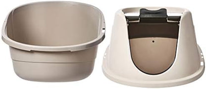 Amazon Basics No-Mess Hooded Enclosed Cat Litter Box with Odor Control and Swinging Door, Large, 24" x 18" x 17", Multicolor
