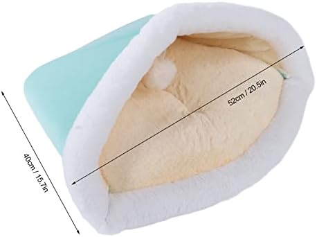 Zerodis Plush Cat Sleeping Bag Semi Closed Fluffy Cat Bed Washable Pet Bed for Small Pets Kittens (Litter-Mint Green)