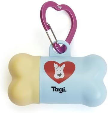 Tagi. The Fruits of Love Dog Poop Bags with Dispenser, Leak-Proof & Extra Thick Pet Waste Bags, Portable Dog Waste Bag Holder for Outdoor Use, 1 Seasalt Poop Bag Holder and 8 Roll Bags