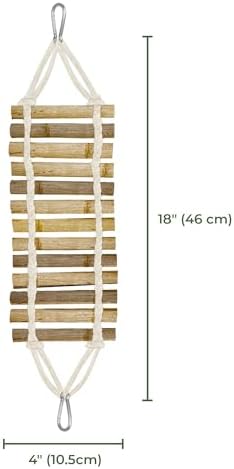 SunGrow Bamboo Gecko Reptile Climbing Bridge and Lizard Lounge, 18” Swinging Hideout Bridge, Helps Leopard Geckos with Thermoregulation, Increases Habitat Space, Can Be Submerged in Water