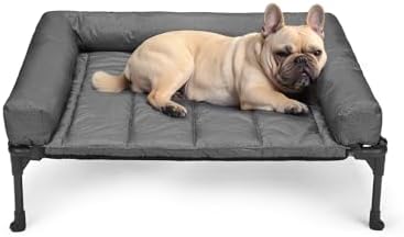 Veehoo Outdoor Elevated Dog Bed with Waterproof Bolster Cushion, Cooling