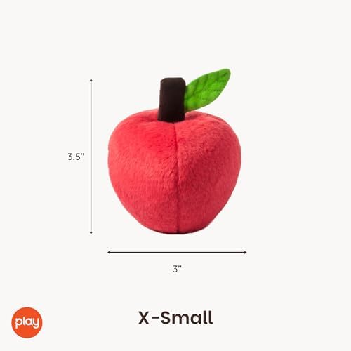 P.L.A.Y. Cute Plush Dog Toys - Fruit & Vegetable Themed Durable Squeaker Chew Toy, Great for Puppies & Small, Medium, Large Dogs - Machine Washable, Recycled Materials (Garden Fresh Apple, X-Small)