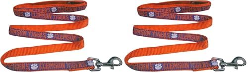 Pets First Collegiate Pet Accessories, Dog Leash, Clemson Tigers, Medium (Pack of 2)