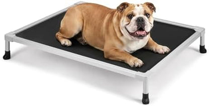 Veehoo Chew Proof Elevated Dog Bed, Silver Aluminum Dog Cot, Pre-Assembled