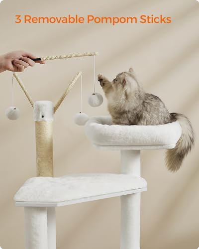 Feandrea Cat Tree with Litter Box Enclosure, 59-Inch, 2-in-1 Condo