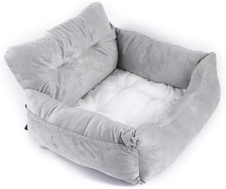 Dog Bed, Removable and Washable car Litter pet cat and Dog car Sofa Litter Suitable for Travelling. (Grey (Non-Removable))