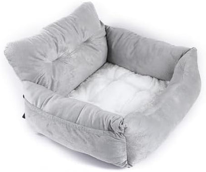Dog Bed, Removable and Washable car Litter pet cat and Dog car Sofa Litter Suitable for Travelling. (Grey (Non-Removable))