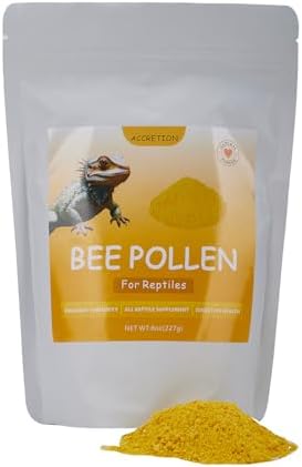 Accretion Bee Pollen for Bearded Dragons 8oz (Powder), Fine Ground Reptile Supplement for Bearded Dragons, Lizards, Turtles, Immune Support and Digestive Aid