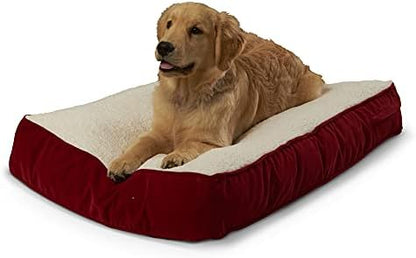 Buster Deluxe Reversible Pillow Style Sherpa Dog Bed, Red, Small (36 x 24 in.)