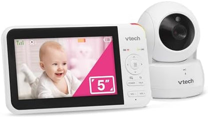 VTech Baby Monitor No WiFi, 5" Screen & Remote Pan-Tilt-Zoom for Newborns – Hack-Proof, 17Hr Battery, 1000ft Range, Auto Night Vision, Temperature Sensor, Two-Way Talk | VM924