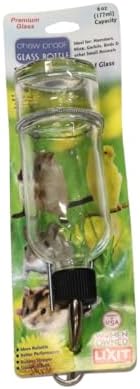 Lixit® Chew Proof Flat Sided Water Bottles for Rabbits, Ferrets, Rats, Birds, Hamsters, Guinea Pigs, Chinchillas Gerbils and Other Small Animals - Made in USA (Clear, 6 Ounce)