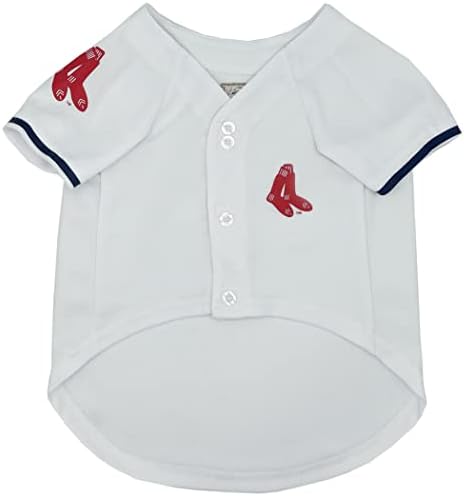 MLB Boston RED SOX Vintage Throwback Jersey for Dogs & Cats in Team Color. Comfortable Polycotton Material, Extra Small