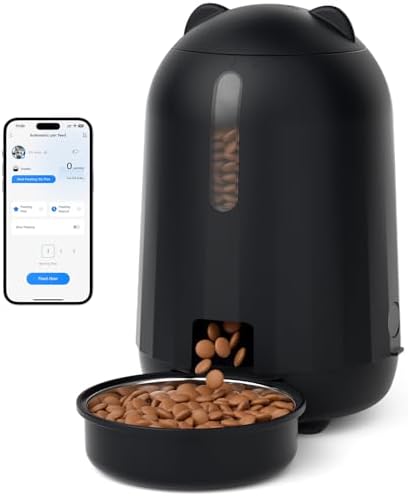 PAPIFEED Automatic Cat Feeder with App, WiFi Auto Cat Feeder, 3L Slow-Feed Cat Food Dispenser for Dry Food, Dual Power Supply Timed Pet Feeder for Small Dog, 10 Meals/Day, 6 Portions/Meal