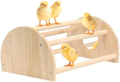 Pine Chicks Perch with Mirror, Strong Chick Jungle Gym Roosting Bar, Chicken Perch Toys for Coop and Brooder, Training Perch Toys for Large Bird, Parrot, Macaw, Hens (Large)