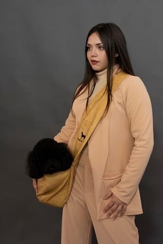 Noah & Paw Dog Sling Carrier for Small Dogs 3-10lb, Dog Sling for Small Dogs and Cats, Dog Carrier with Adjustable Padded Strap, Vegan Leather Lined with Fur, 3X Safety Features, Machine Washable