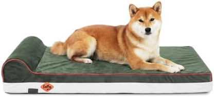 Laifug Orthopedic Memory Foam Dog Bed with Pillow and Durable Water Proof Liner & Removable Washable Cover & Smart Design Medium (34"x22"x5.5"), Dark Green
