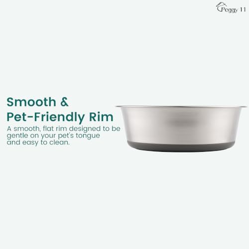 PEGGY11 Nonslip Stainless Steel Dog Bowls, 3.8 US Cup Each, 2 Pack