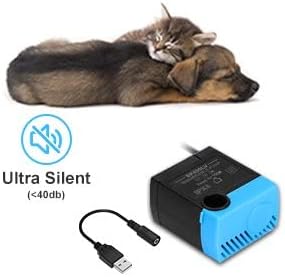 SP-400LV Cat Water Fountain Pump, Cat Fountain USB Replacement Pump with Adapter Compatible with Ceramic, Butterfly, Seaside, Stainless Steel, 360 Plastic Pet Water Fountain