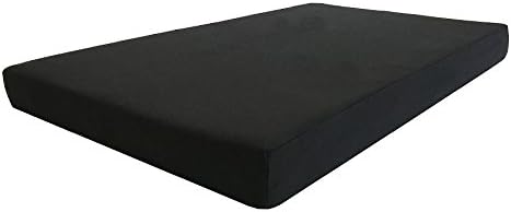 Black Canvas Durable External Case Cover Waterproof Therapeutic Orthopedic 100% Solid True Dense Cooling Blue Memory Foam Pad Pet Dog Bed Crate Free 2nd External Cover (47x29x4 Inch)