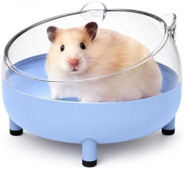 Meow&Woof Hamster Sand Bath Container, Large Sandbox Toilet Gerbil Batheoom, Tiny Chinchilla Dust Bathtub Sand Bath Box for Hamster Cage Accessories 5.2 Inch - Blue