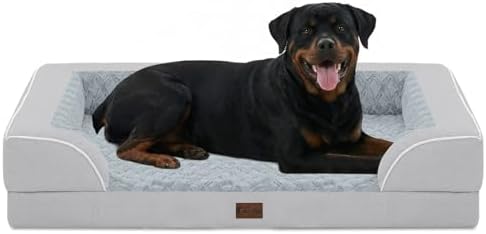Orthopedic Dog Bed for Extra Large Dogs, 48x30in, Light Grey