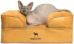 NOAH & PAW Small Dog Bed, 20x15x8 Inch, Cat Bed for Indoor Cats, Orthopedic Eggshell Memory Foam Infused with Cooling Gel, Water Resistant Inner Cover Machine Washable (Faux Leather)