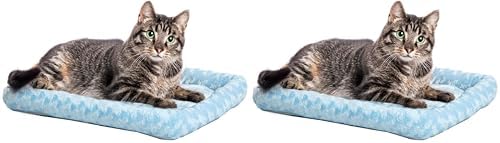 MidWest Homes for Pets QuietTime Fashion XXS Dog Bed – Blue Faux Fur Bolster, Ultra-Soft and Machine Washable, Fits 18-Inch Crates and Carriers, for Small Dogs and Cats (Pack of 2)