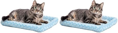 MidWest Homes for Pets QuietTime Fashion XXS Dog Bed – Blue Faux Fur Bolster, Ultra-Soft and Machine Washable, Fits 18-Inch Crates and Carriers, for Small Dogs and Cats (Pack of 2)